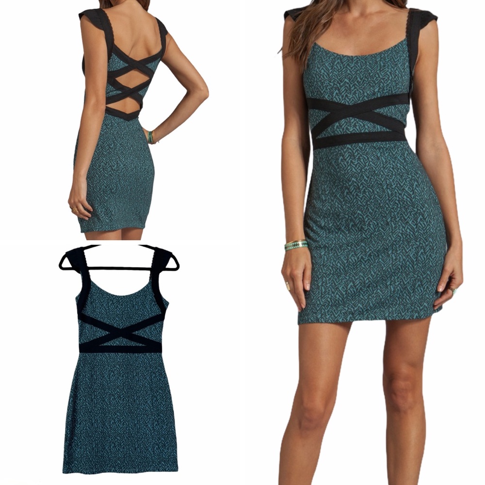 Free People Cross My Heart Dress in Pacific Blue